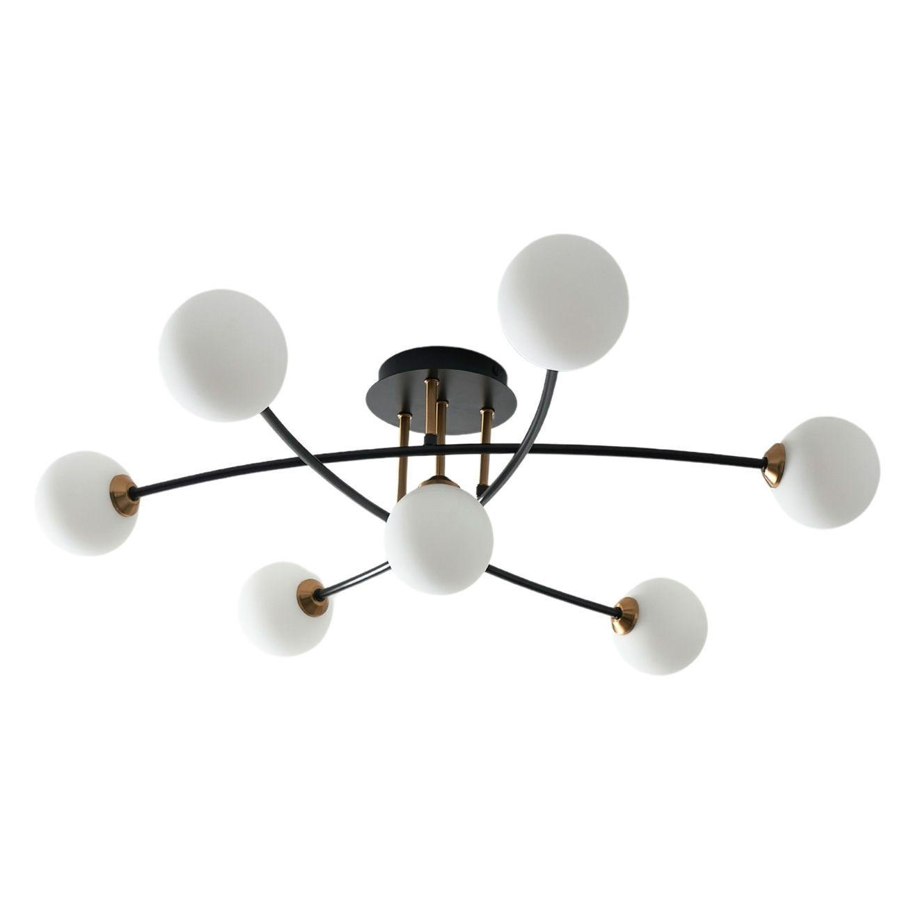 DECKENLEUCHTE Estrela, Schwarz, Gold und Weiß, 85cm - Goldfarben, Glas (85/85/22cm) - KOSILUM