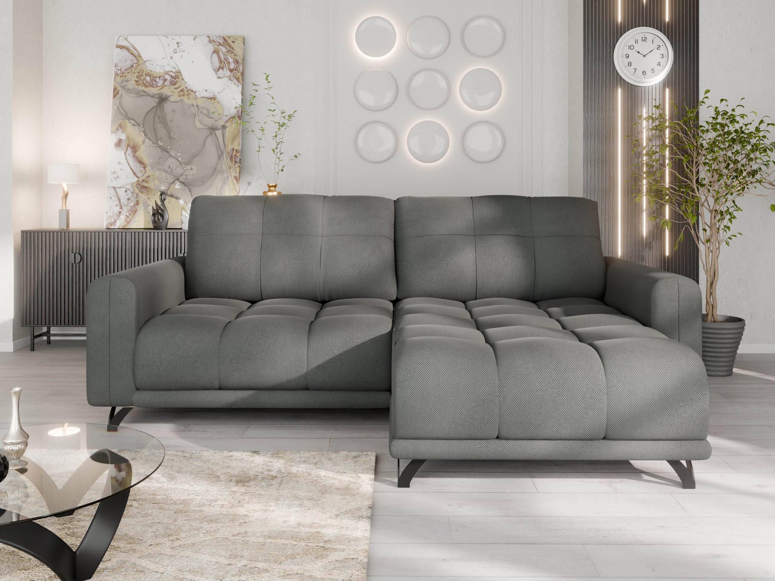Thumbnail - Panda Möbel Ecksofa, Dunkelbraun, Holz, 234x174 cm, Wohnzimmer, Sofas & Couches, Wohnlandschaften, Ecksofas