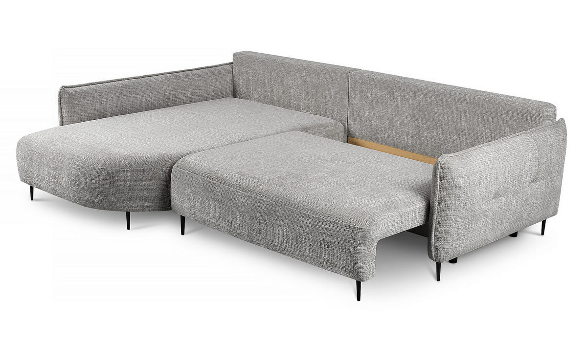 ECKSOFA Oblivio Grau Chenille - Schwarz/Grau, Textil/Metall (285/200cm) - Selsey