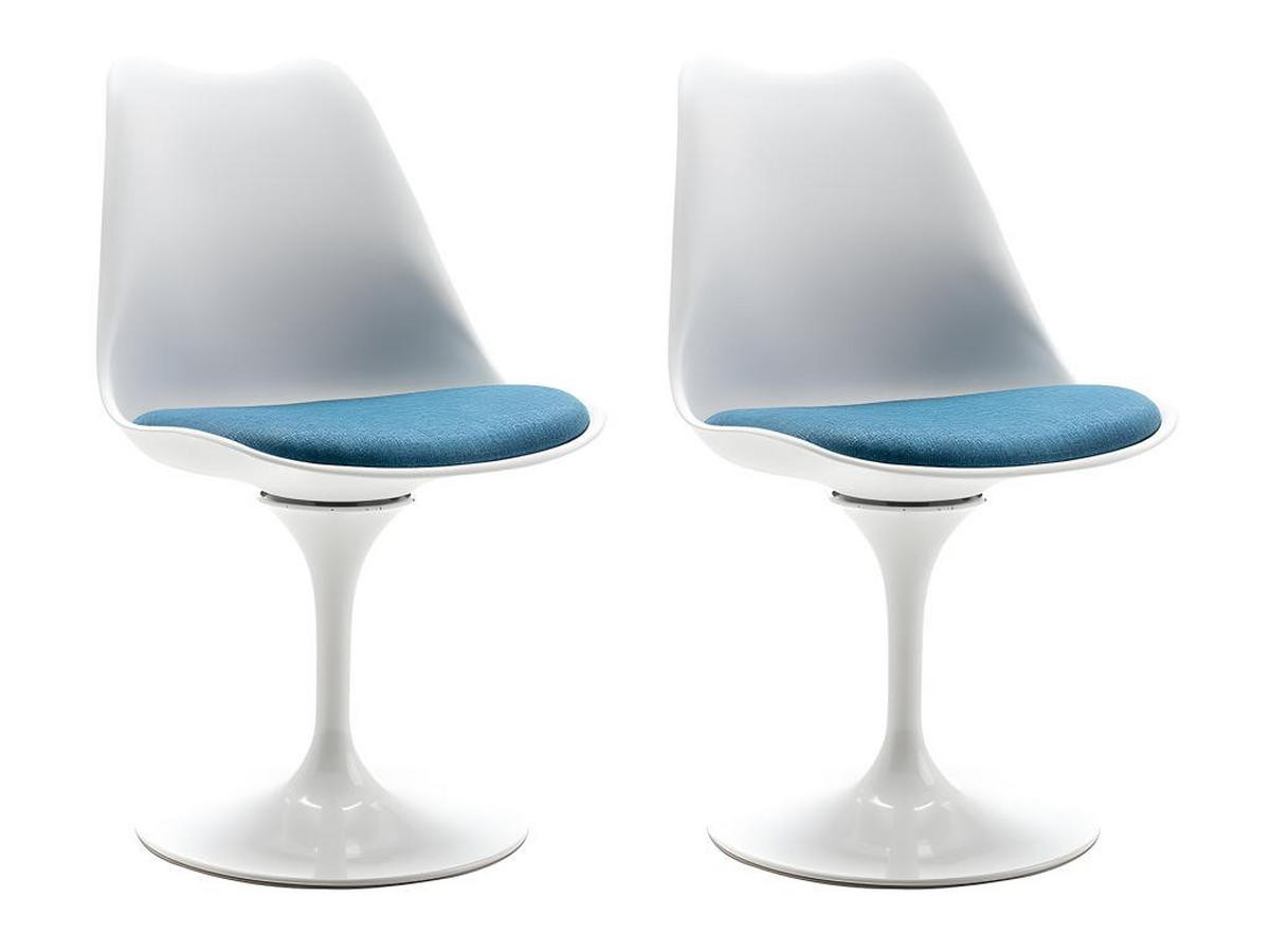 STUHL 2er-Set - Polypropylen & Metall - Blau & Weiß - XAFY - Blau, Kunststoff (56.5/82/49cm) - Vente-Unique