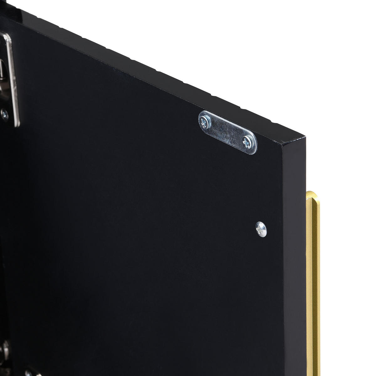 TV-SCHRANK Schwarz Hochglanz 170/40/53,5 cm Goldgriffe Goldfüße Gravierte Türen - Schwarz, Karton (40/53.5/170cm) - PANGIVO