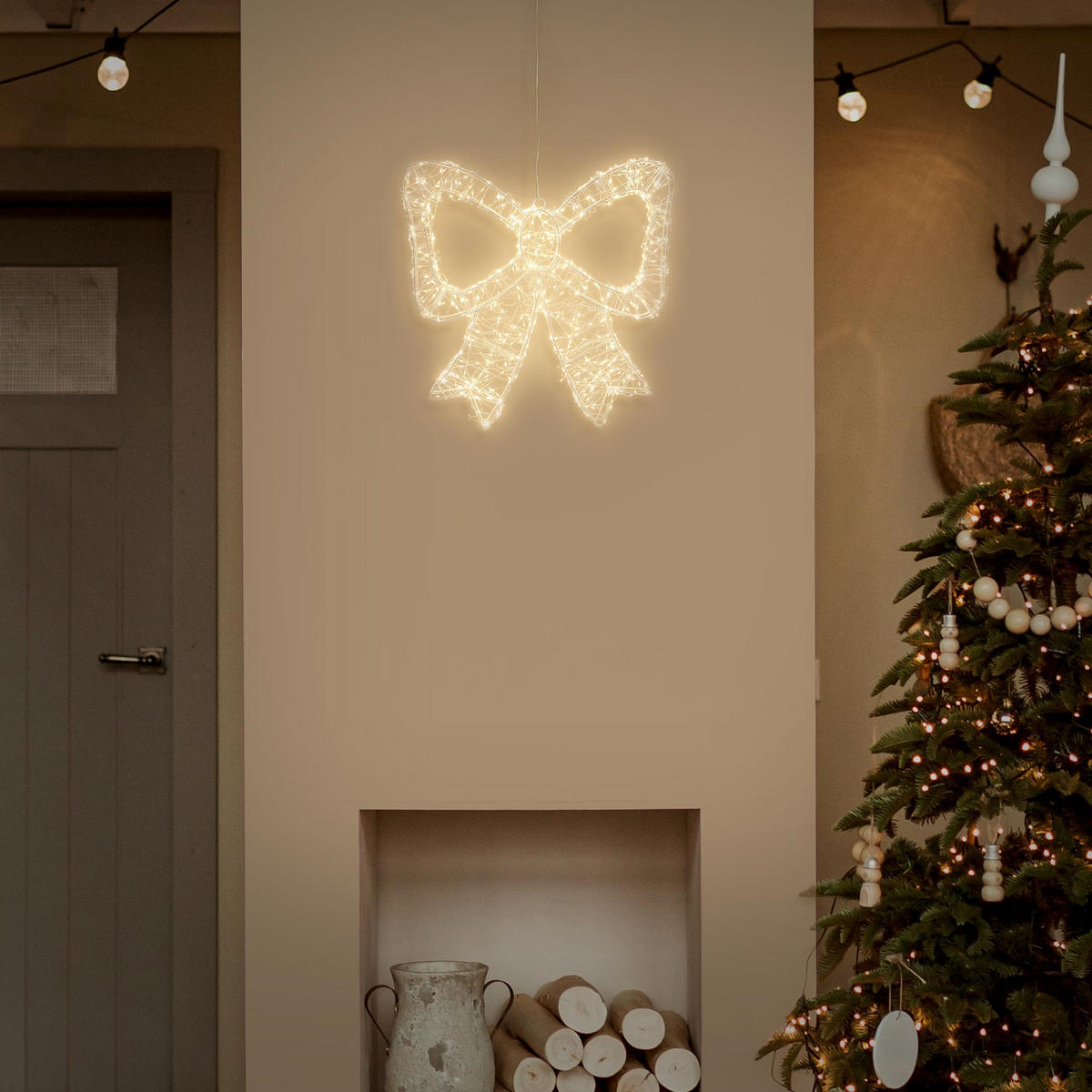 LED MAŠLE s časovačem, 500 LED, teplá bílá, vánoční dekorace, 33 cm, pro vnitřní i venkovní použití - bílá, plast (37/33/5cm) - ECD-Germany