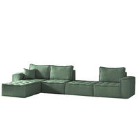 ECKSOFA Sande Xl In Raven - Grün, Holzwerkstoff/Textil (372/192cm) - Fun Möbel