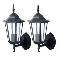 WANDLEUCHTE Aluminium Glas Schwarz 2er Set - Schwarz, Glas (20.8/17/36cm)