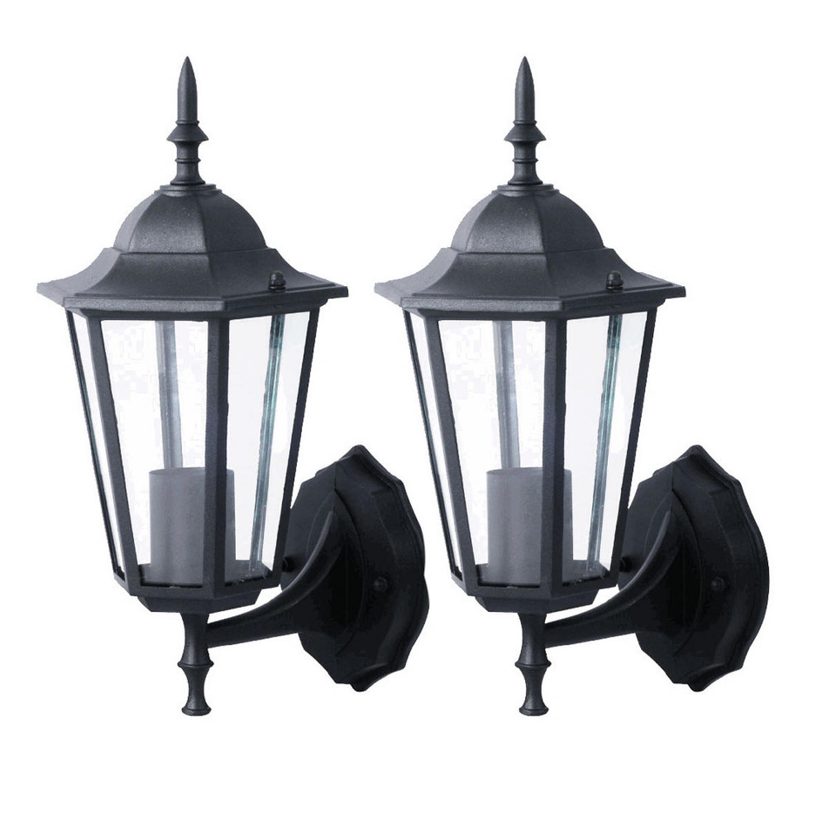 WANDLEUCHTE Aluminium Glas Schwarz 2er Set - Schwarz, Glas (20.8/17/36cm)