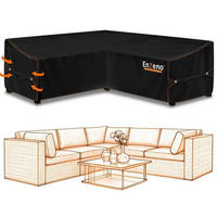 ABDECKHAUBE für L-Form Sofa Wasserdicht 180x250x90x80/65cm - Schwarz, Kunststoff (90/180/250cm)