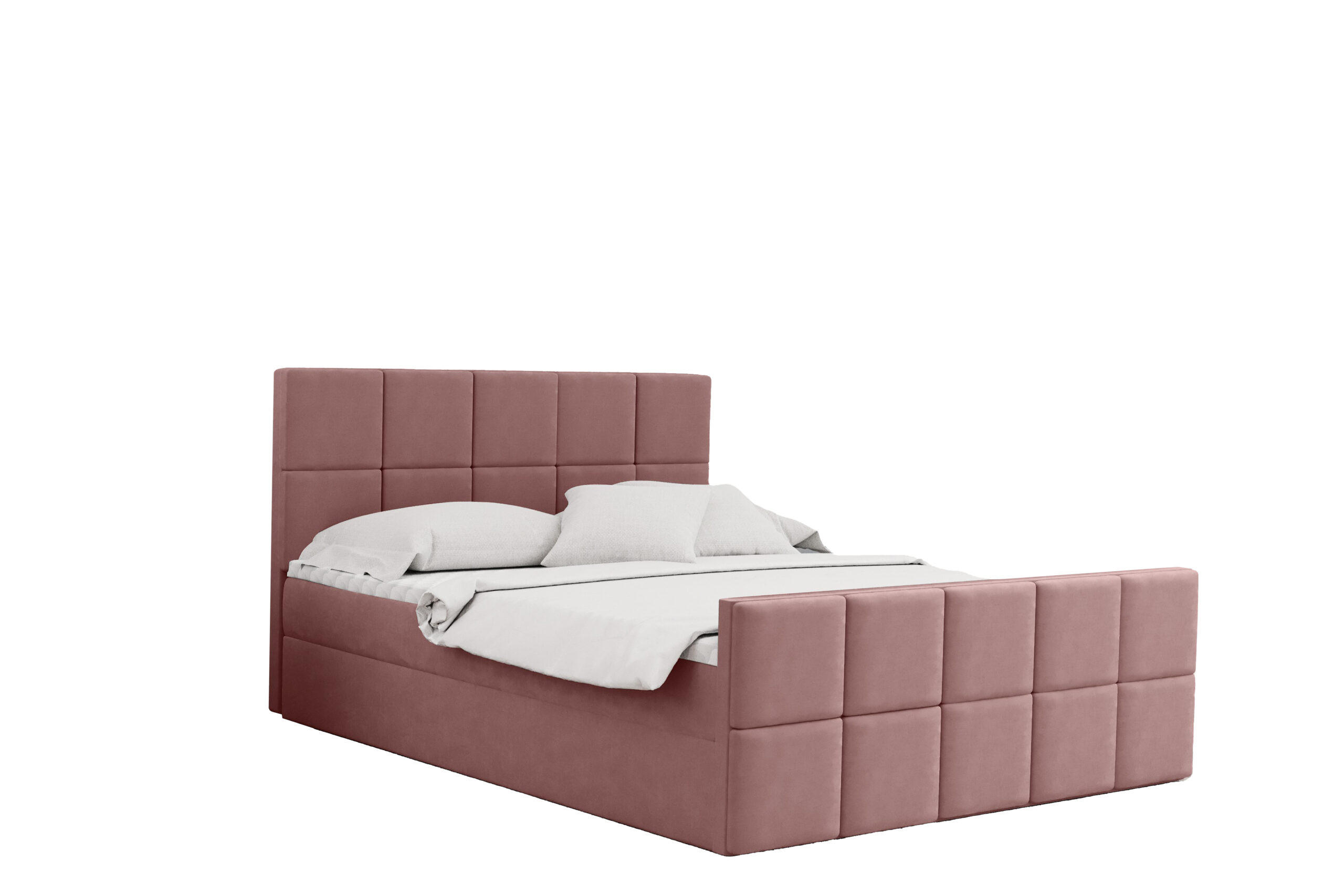 BOXBETT mit Bettkasten und Matratze Topper HANA Stoff Matt Velvet Rosa 120x200 cm H2-Pocket - Rosa, Holz/Textil (120/200cm) - Kaiser Möbel