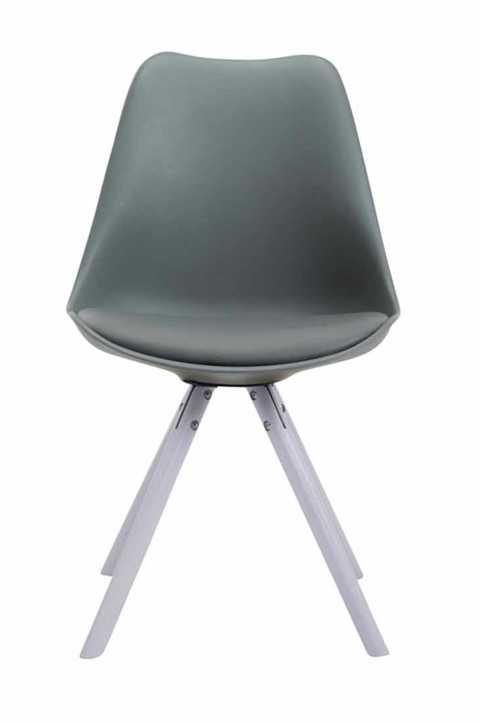STUHL 4er Set Lederlook grau - Weiß/Grau, Holz/Textil (48/83/56cm) - CLP