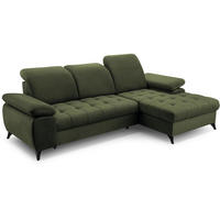 ECKSCHLAFSOFA Bello dunkelgrün rechts - Dunkelgrün/Schwarz, Textil (265/156cm) - Beautysofa