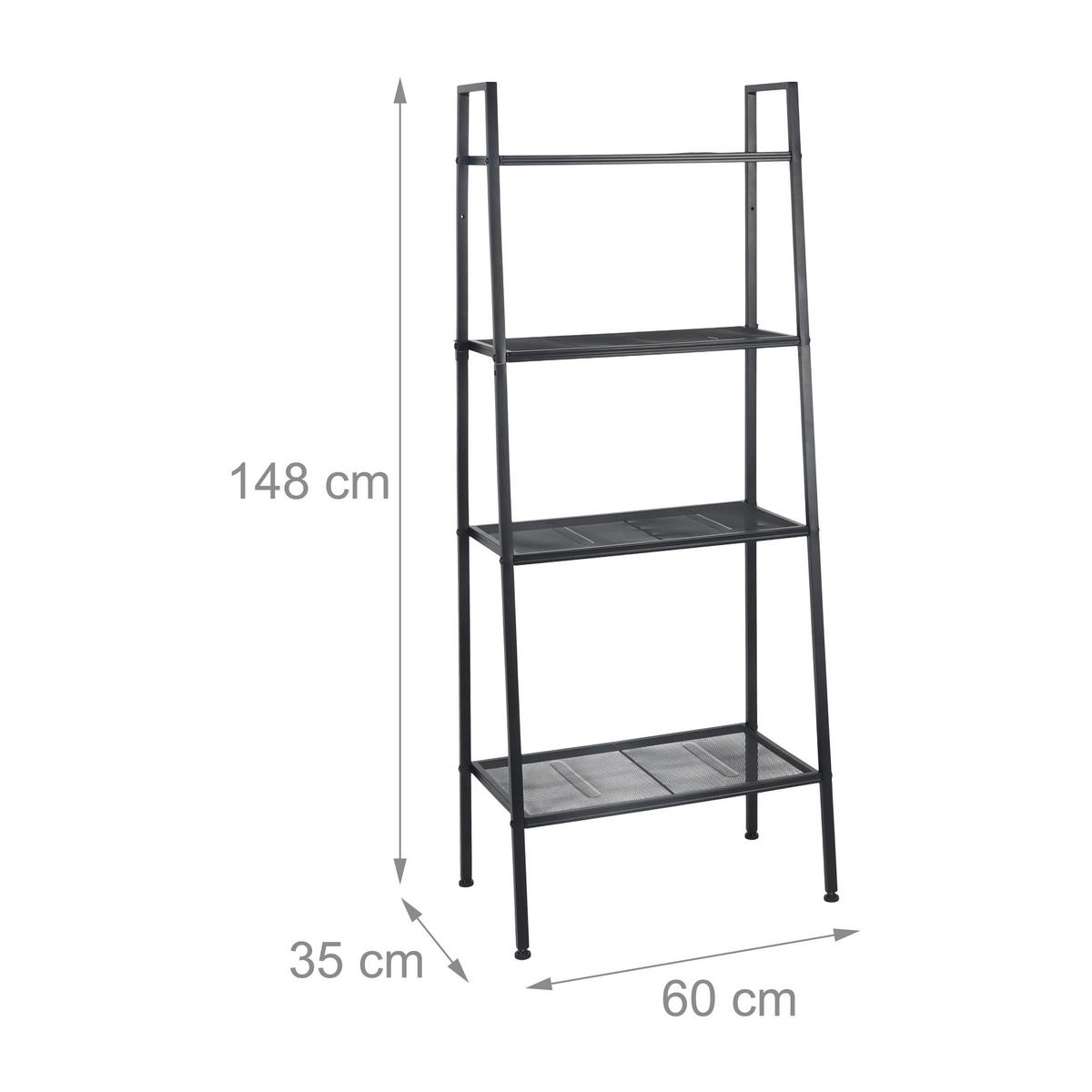 KOVOVÝ regál - černá, kov (60/148/35cm) - Relaxdays