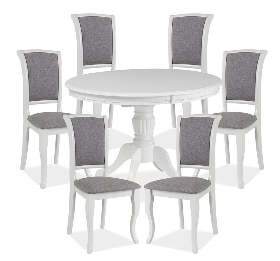 ESSZIMMER-SET Olivia 7-tlg Weiß / Beige - Beige/Weiß, Holz (376/96/106cm) - Feldmann-Wohnen