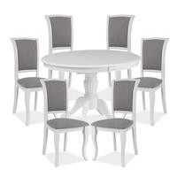 ESSZIMMER-SET Olivia 7-tlg Weiß / Beige - Beige/Weiß, Holz (376/96/106cm) - Feldmann-Wohnen