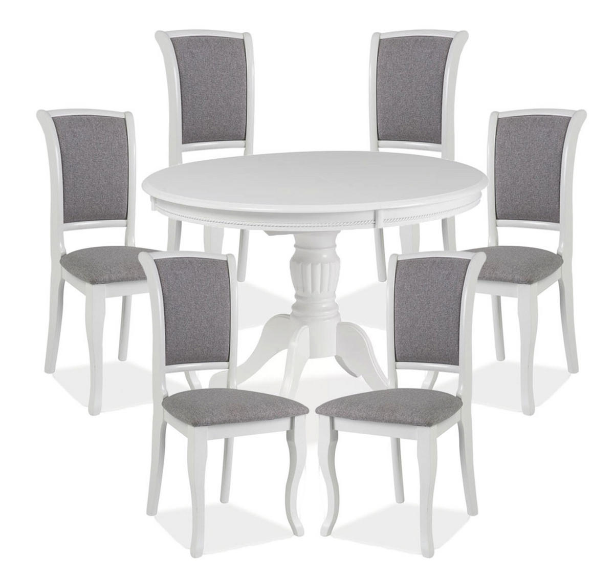 ESSZIMMER-SET Olivia 7-tlg Weiß / Beige - Beige/Weiß, Holz (376/96/106cm) - Feldmann-Wohnen