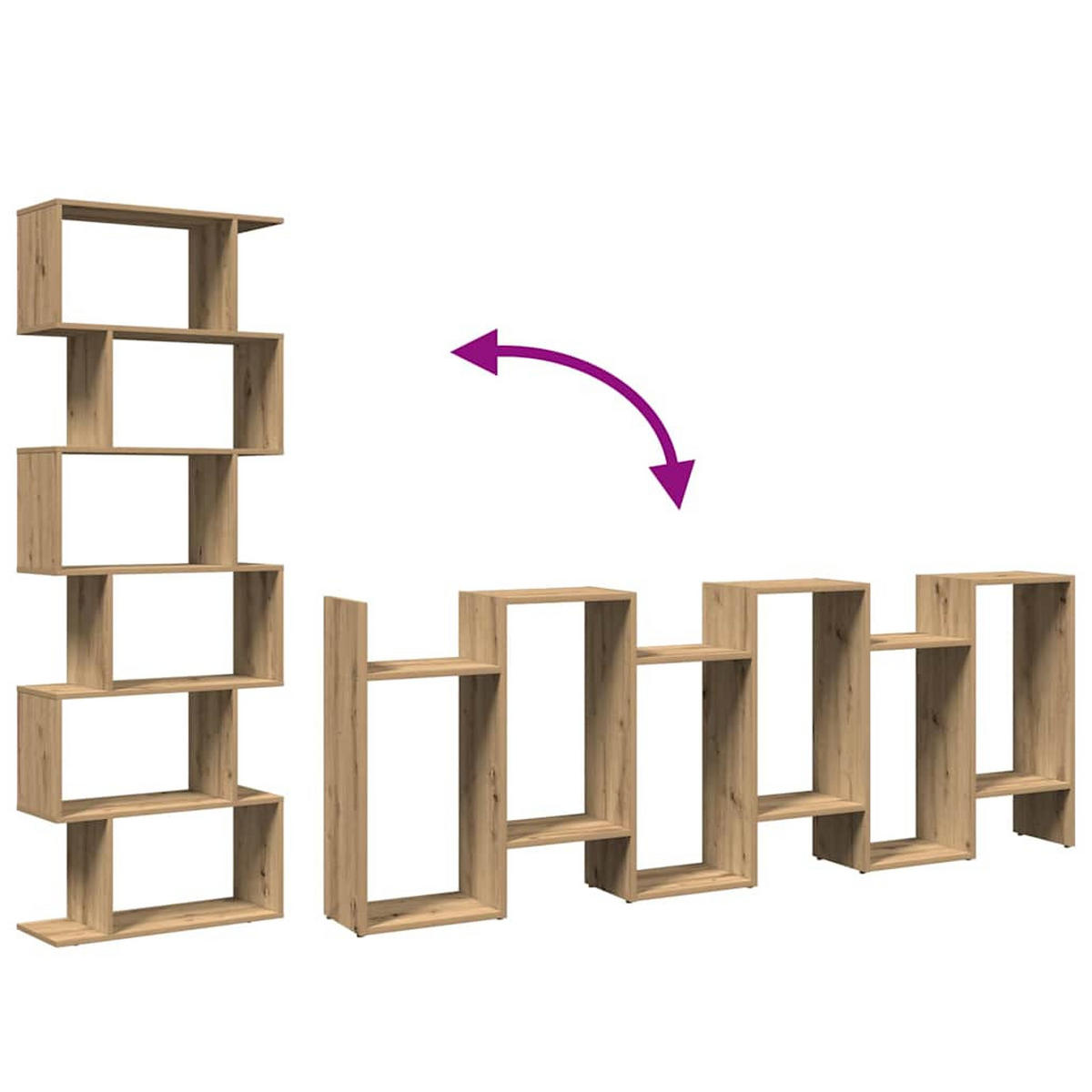 BÜCHERREGAL mit 6 Ebenen 70/24/193 cm aus Holzwerkstoff Etagen Artisan-Eiche Dekor - Eiche Artisan, Holz (70/193/24cm) - vidaXL