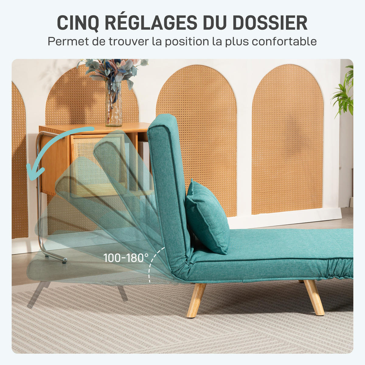 SCHLAFSESSEL DE-14602 5-fach verstellbar, inkl. Kissen Grün - Grün, Textil (75/87/80cm) - ComfortXL