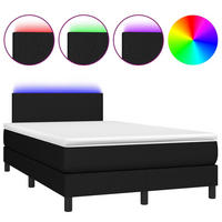 BOXSPRINGBETT MIT MATRATZE & LED SCHWARZ 120X200 CM STOFF - Schwarz, Textil - vidaXL