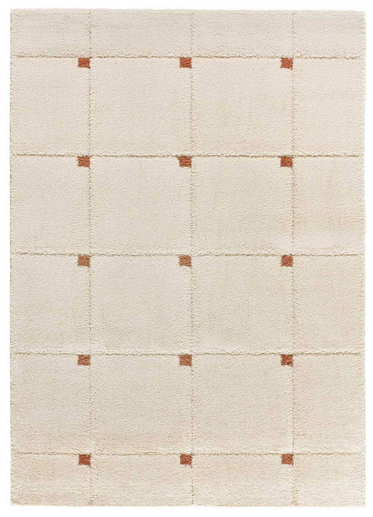 HOCHFLORTEPPICH beige und terrakotta Brenda 60/120 cm - Beige/Terracotta, Naturmaterialien/Textil (60/120cm) - Atticgo