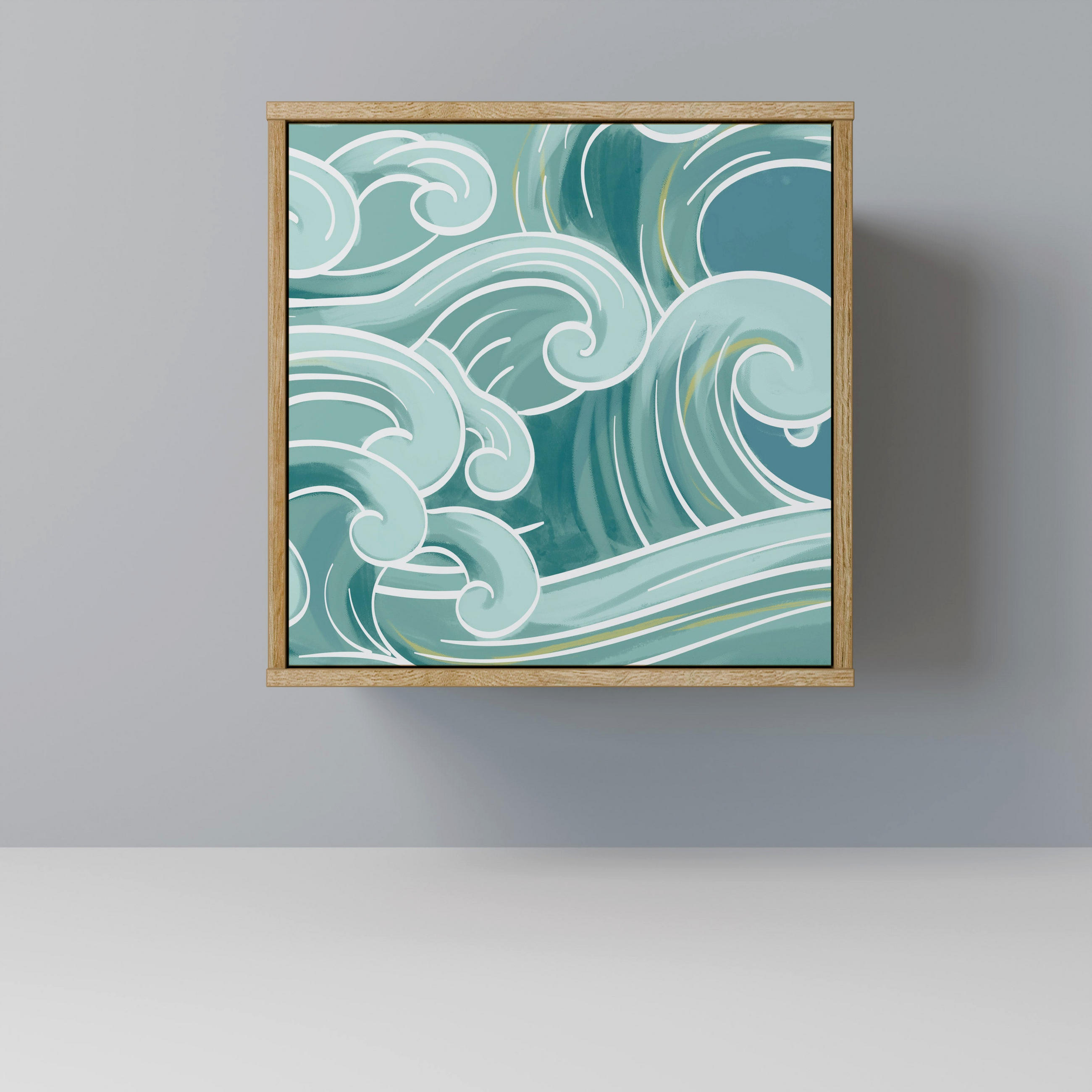 SIDEBOARD ASIAN SWAY, Eichefarben, 57,5x42x57,5 cm, Ohne Füße - Eichefarben/Multicolor, Holzwerkstoff (57.5/57.5/42cm) - SpaceRebels