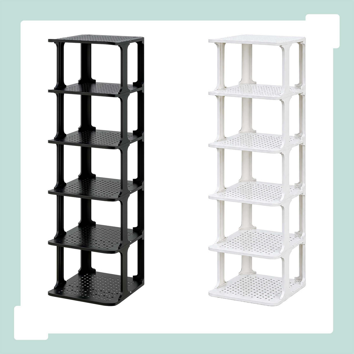 REGÁL Bílý na boty stohovatelný 6dílné-balení - bílá, plast (26.5/91/30.5cm) - Relaxdays