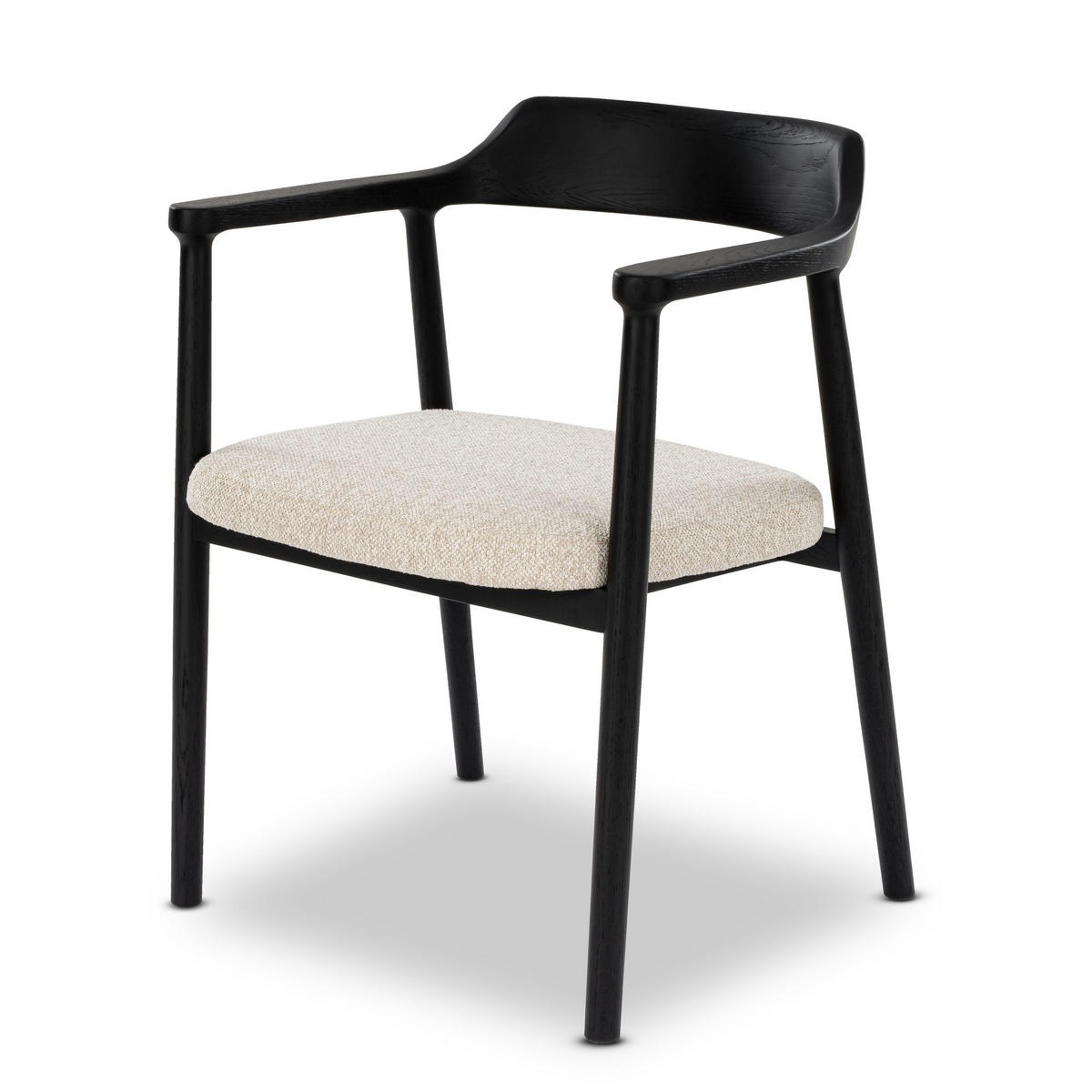 ESSZIMMERSTUHL Bergen, Schwarzes Eichenholz + beiger Stoff - Beige/Schwarz, Holz (58/77/59cm) - WOODEK