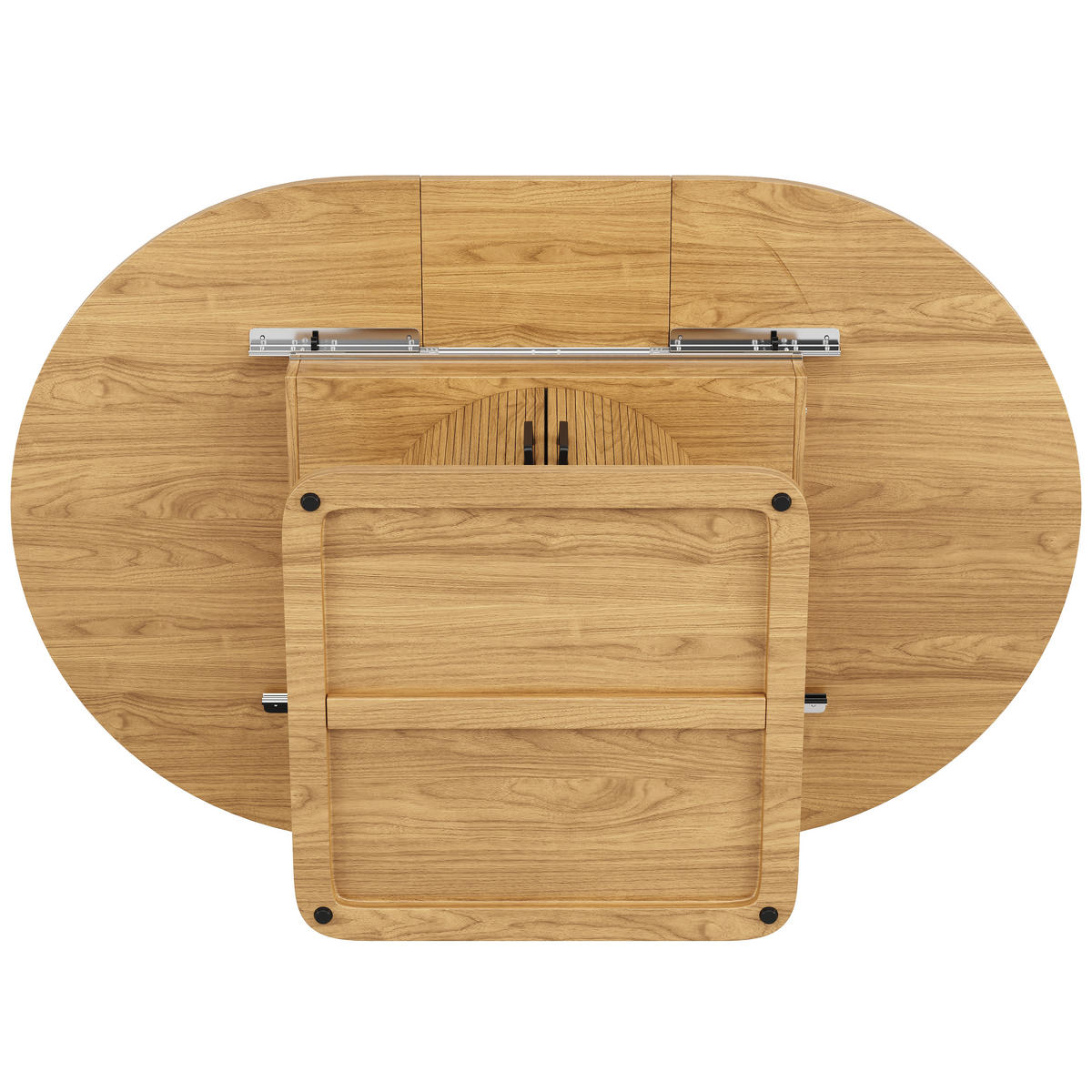 ESSTISCH Ausziehbar Stauraum MDF Naturbraun - Multicolor, Metall (118/118/76cm) - FLIEKS