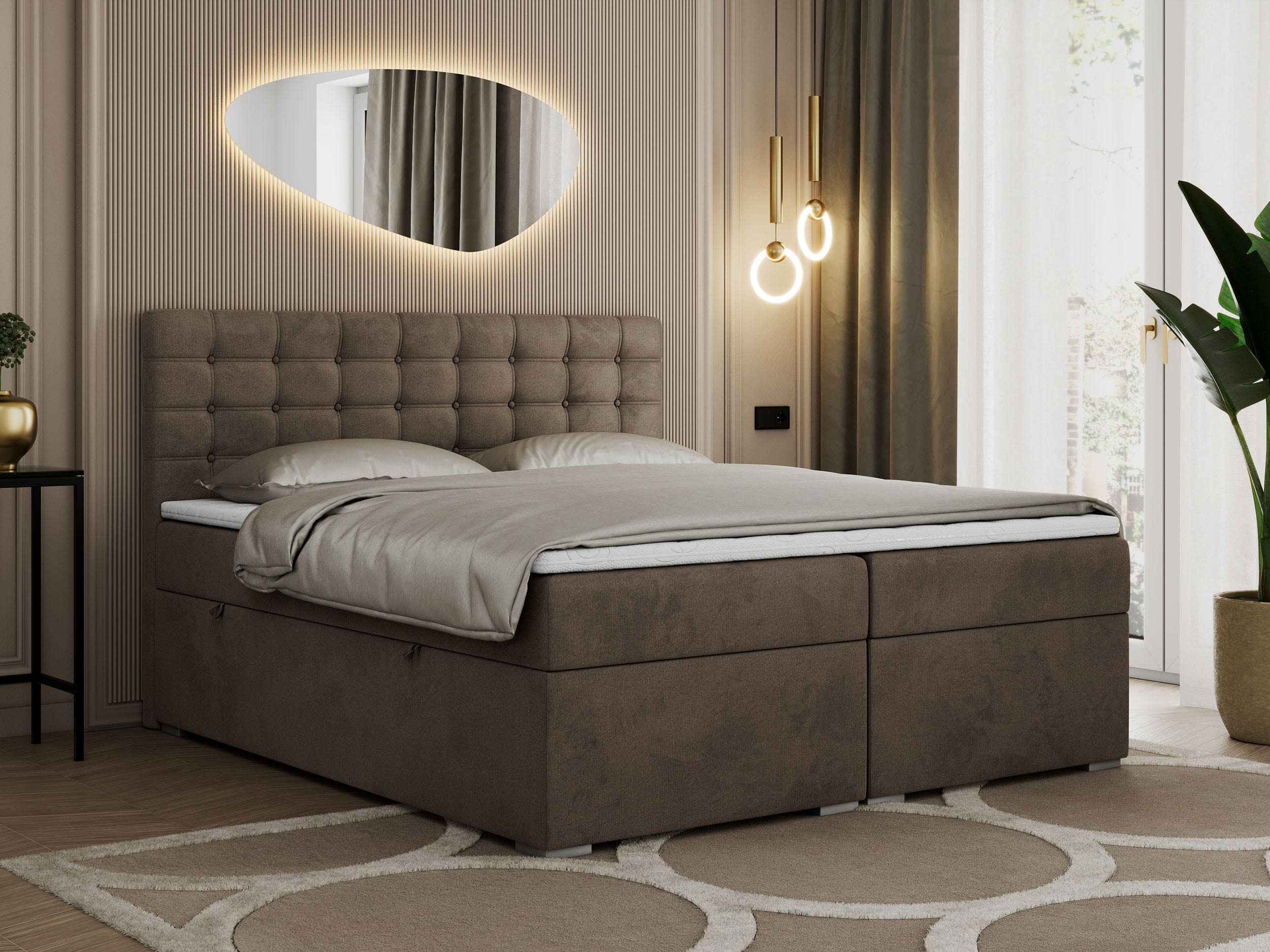 BOXBETT SUSAN 120/200 Braun Velvet - H4 - Braun, Holz/Textil (120/200cm) - MKS