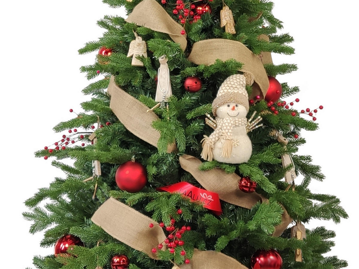 LAALU WEIHNACHTSBAUM geschmückt künstlich mit 64 Stk Kugeln SECRET OF THE FOREST 180 cm mit Metallständer - Rot/Braun, Kunststoff (180cm) - LAALU