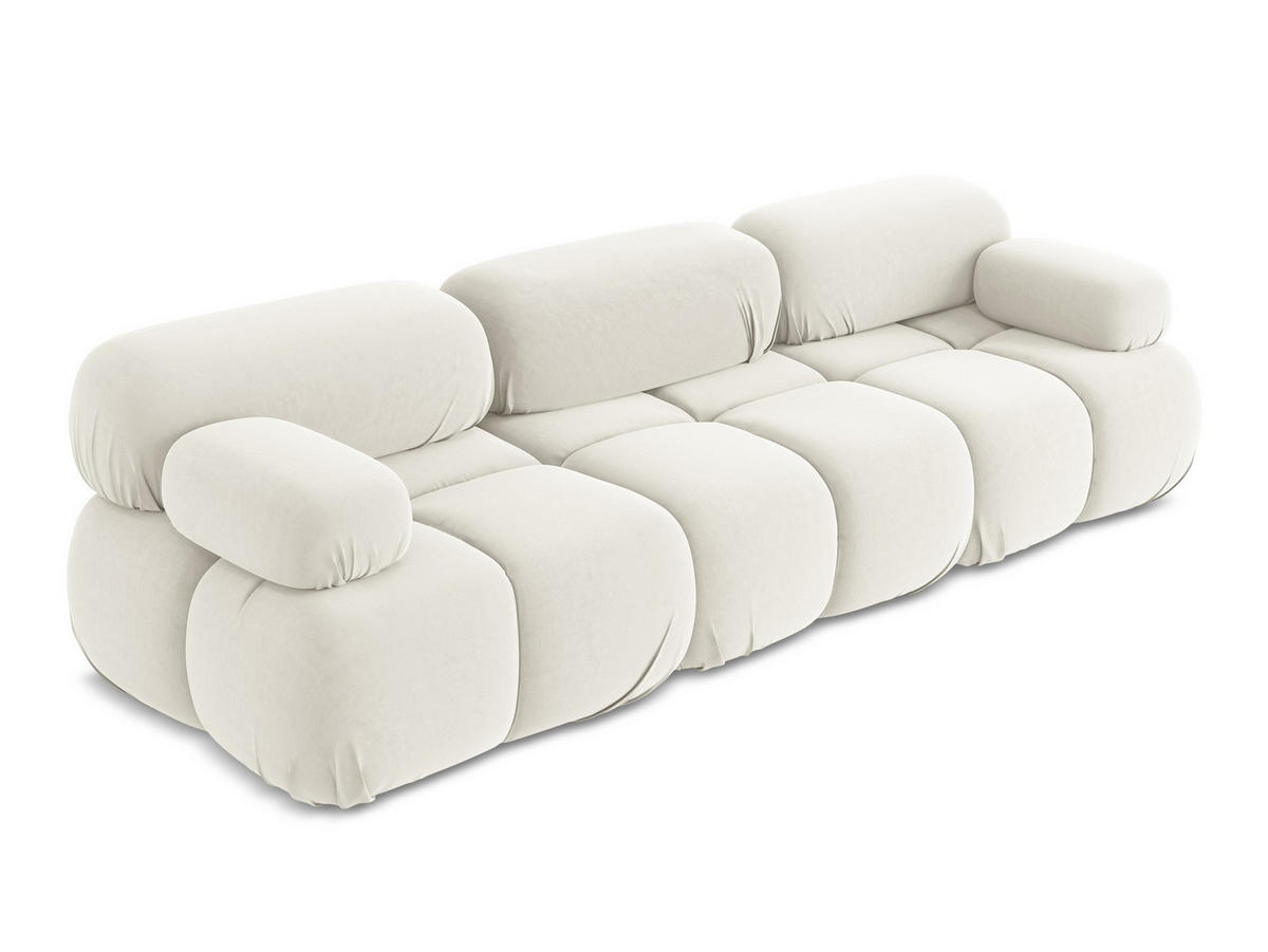 3-SITZER SOFA Samt Stoff Beige - Beige/Creme, Kunststoff/Textil (285/70/96cm) - Makamii
