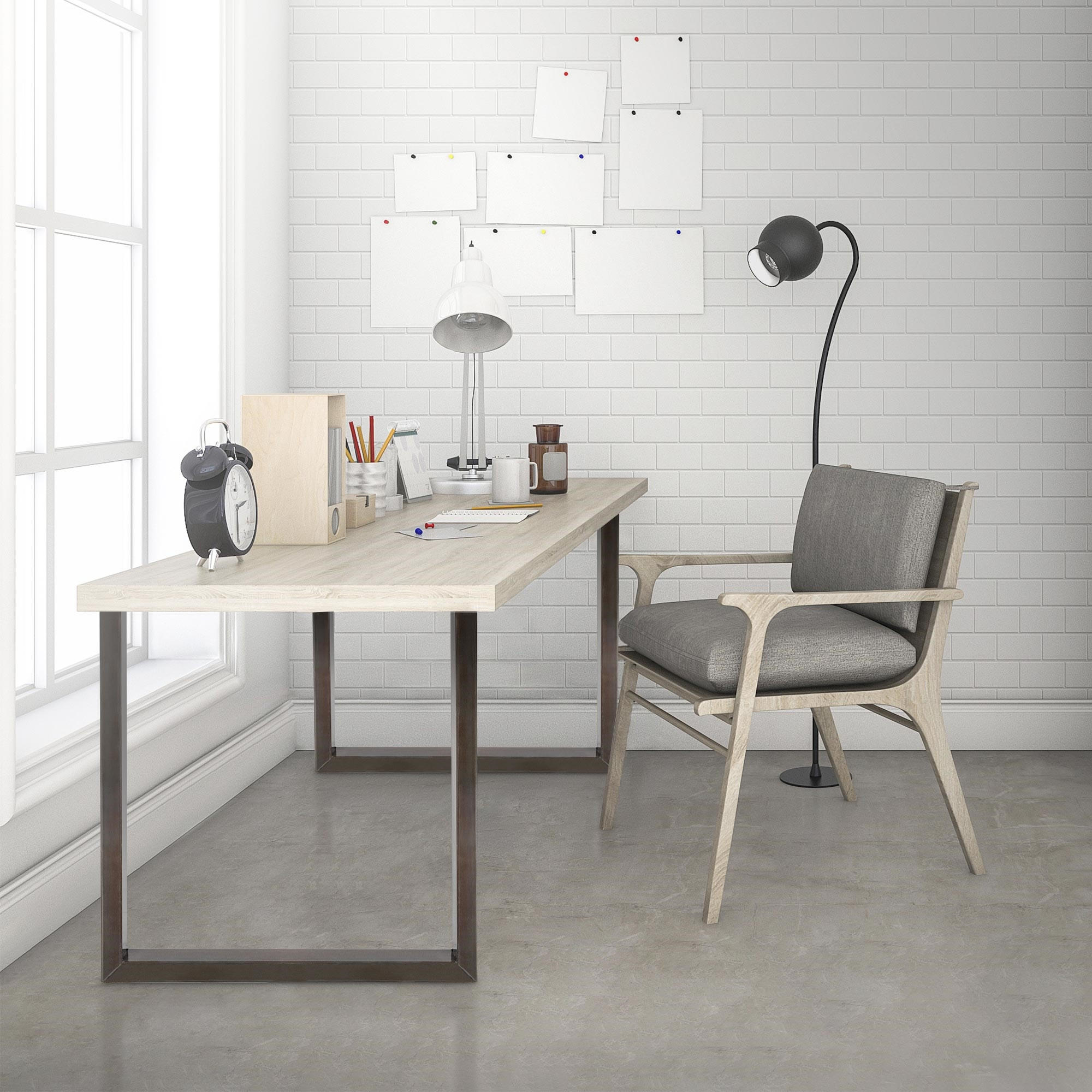 TISCHBEINE 2er Set 60 x 72 cm Dunkelgrau - Graubraun, Metall (60/8/72cm) - ECD-Germany