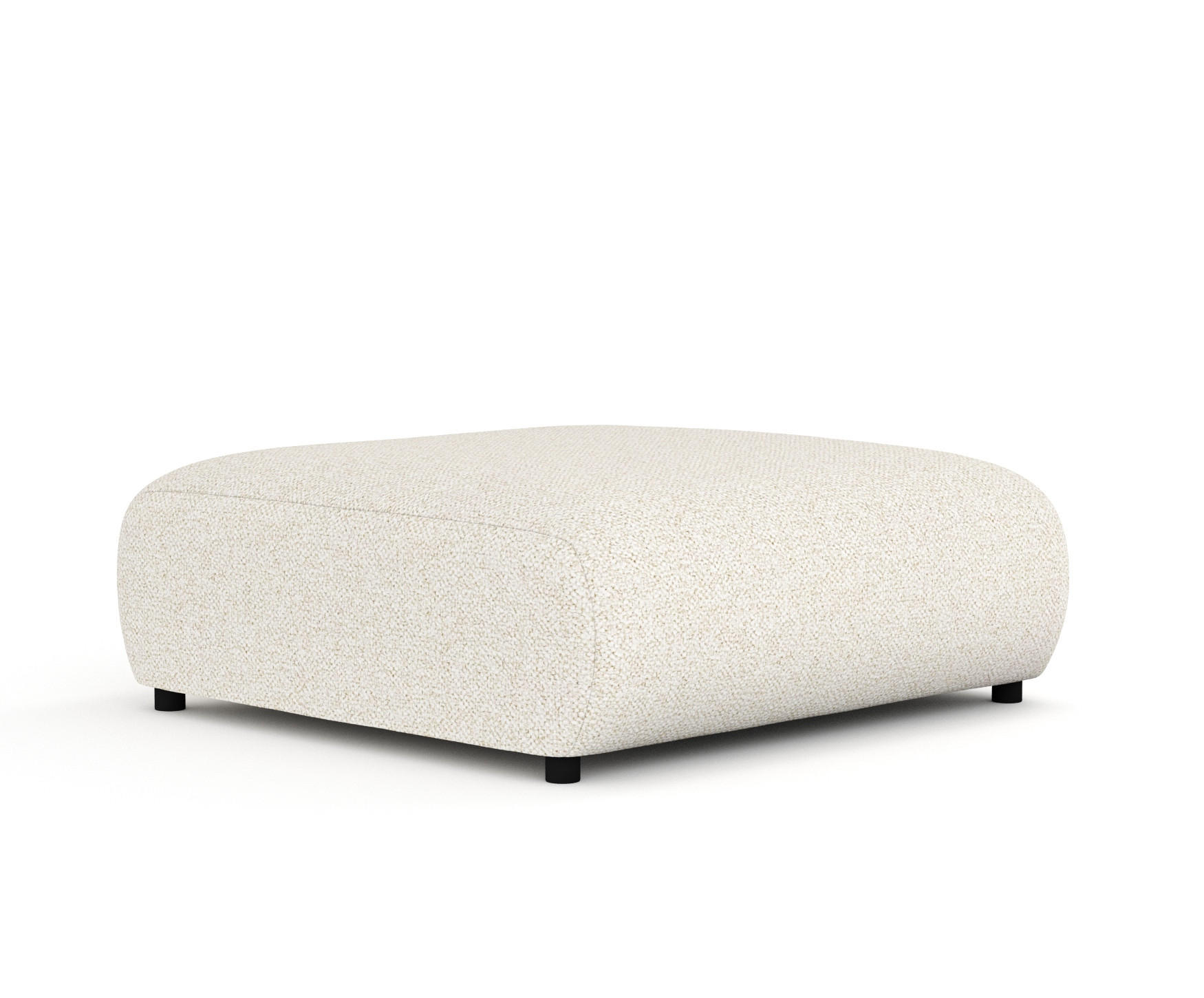 POUF L Zanzibar Creme Plüschstoff - Creme/Schwarz, Holz/Holzwerkstoff (110/37/110cm) - Maison de Reve