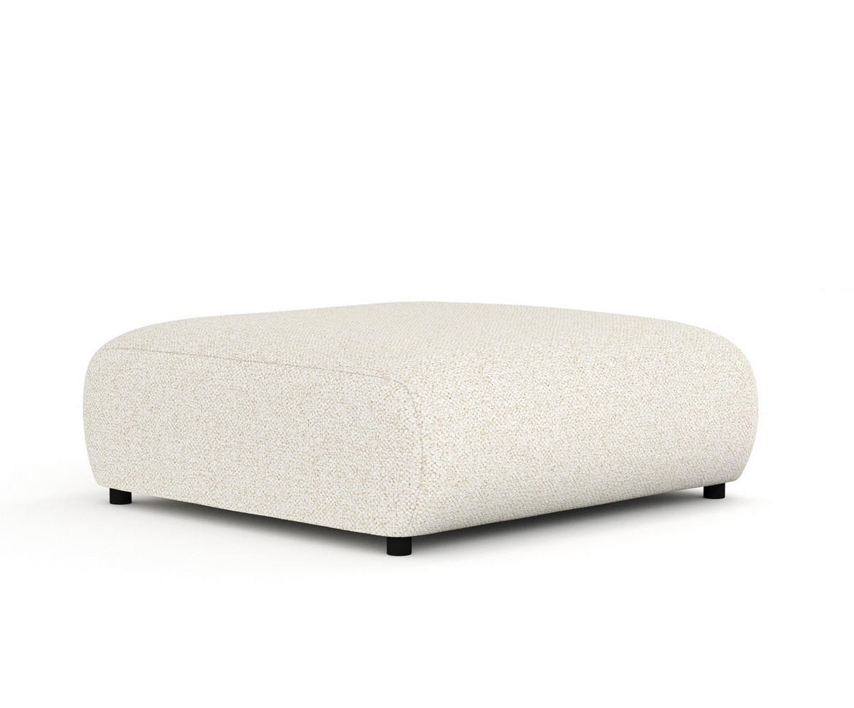 POUF L Zanzibar Creme Plüschstoff - Creme/Schwarz, Holz/Holzwerkstoff (110/37/110cm) - Maison de Reve