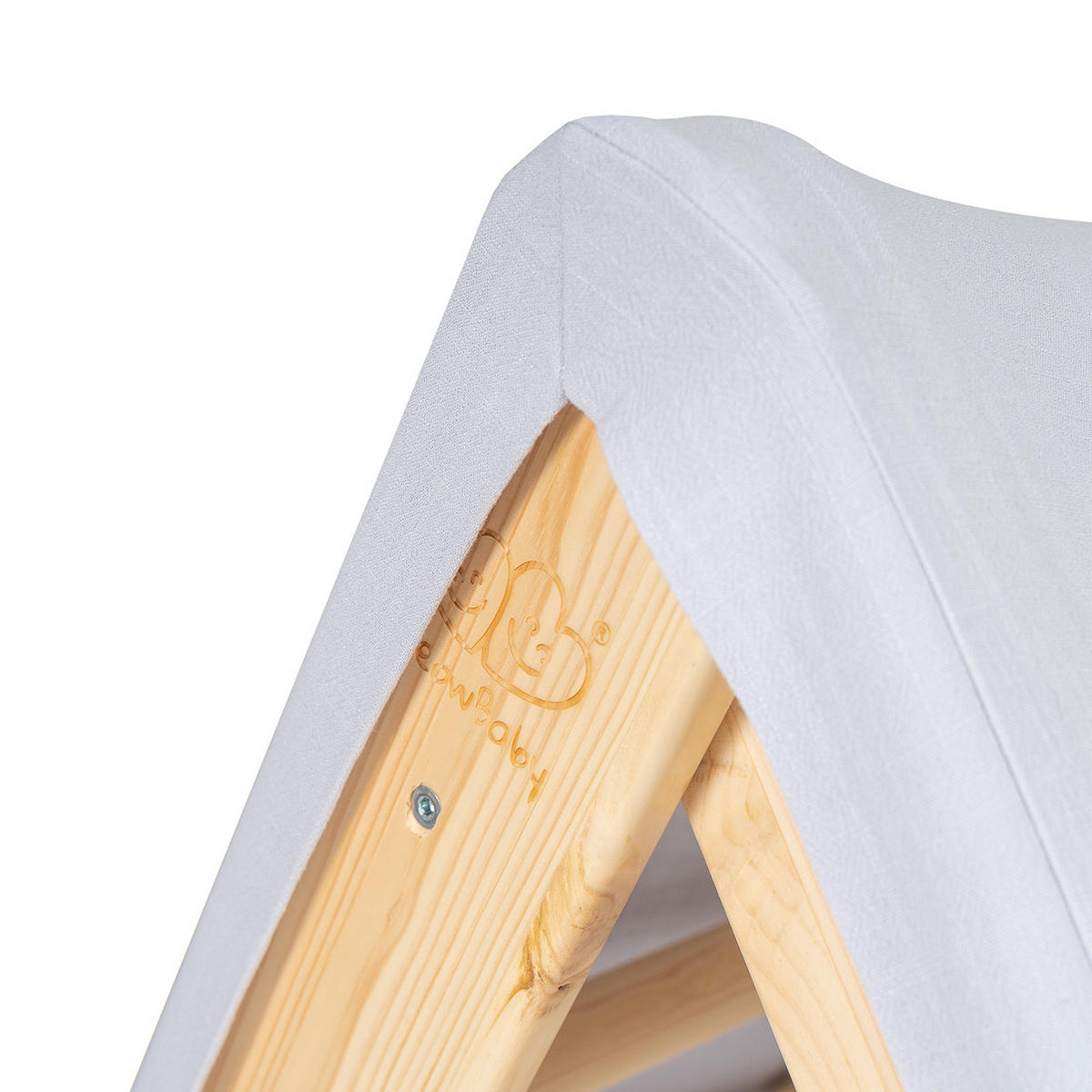 KLETTERDREIECK Haus für Kinder mit Grau-Blauem Dach, Zarter Stoff, Montessori, Natur - Blaugrau/Naturfarben, Holz (59.5/59/60cm) - MeowBaby