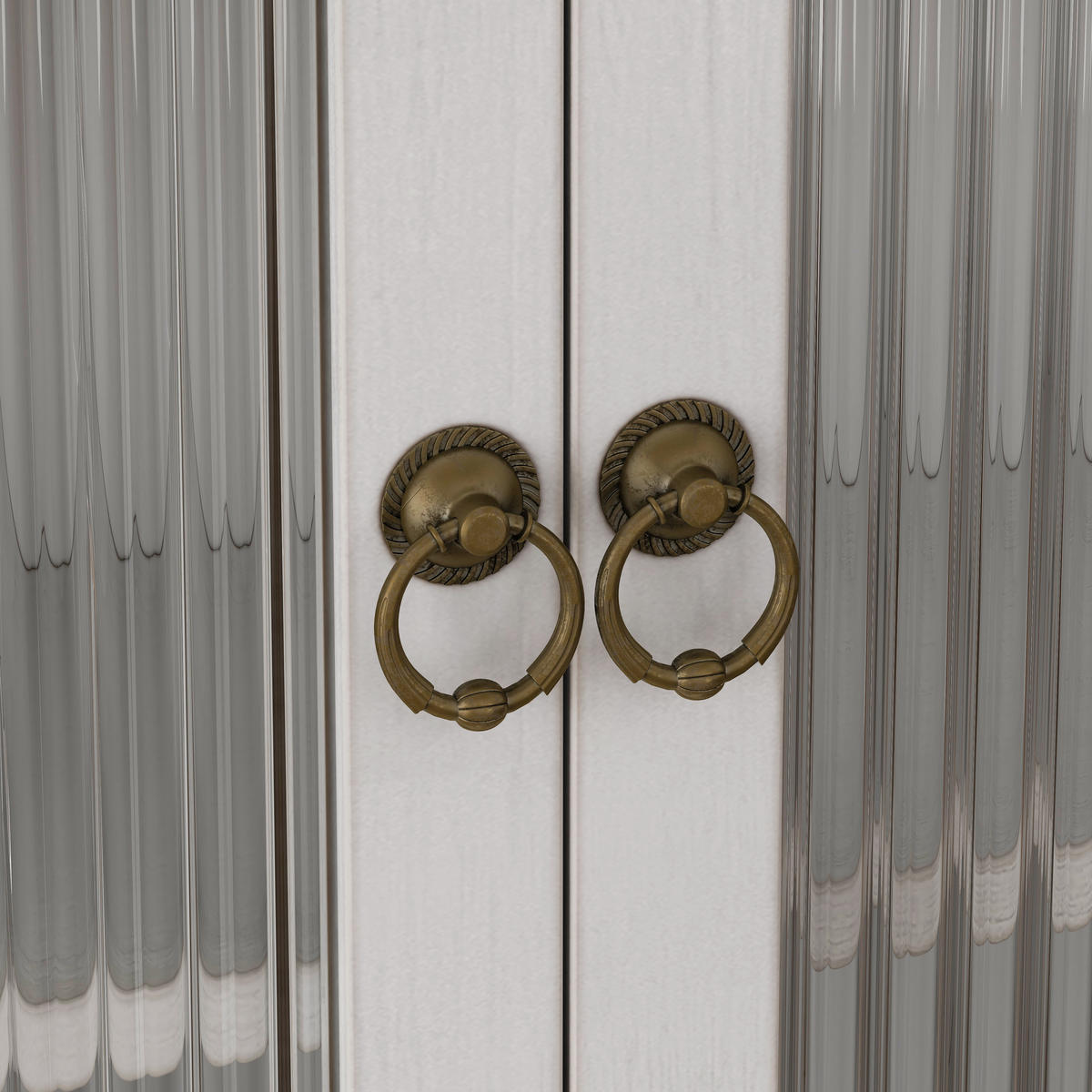 KÜCHENOBERSCHRANK 63x18x60 cm Weiß aus Massivholz & Glas mit 3-stufigem Doppeltürschrank - Weiß, Holz (63/60/18cm) - Modfu