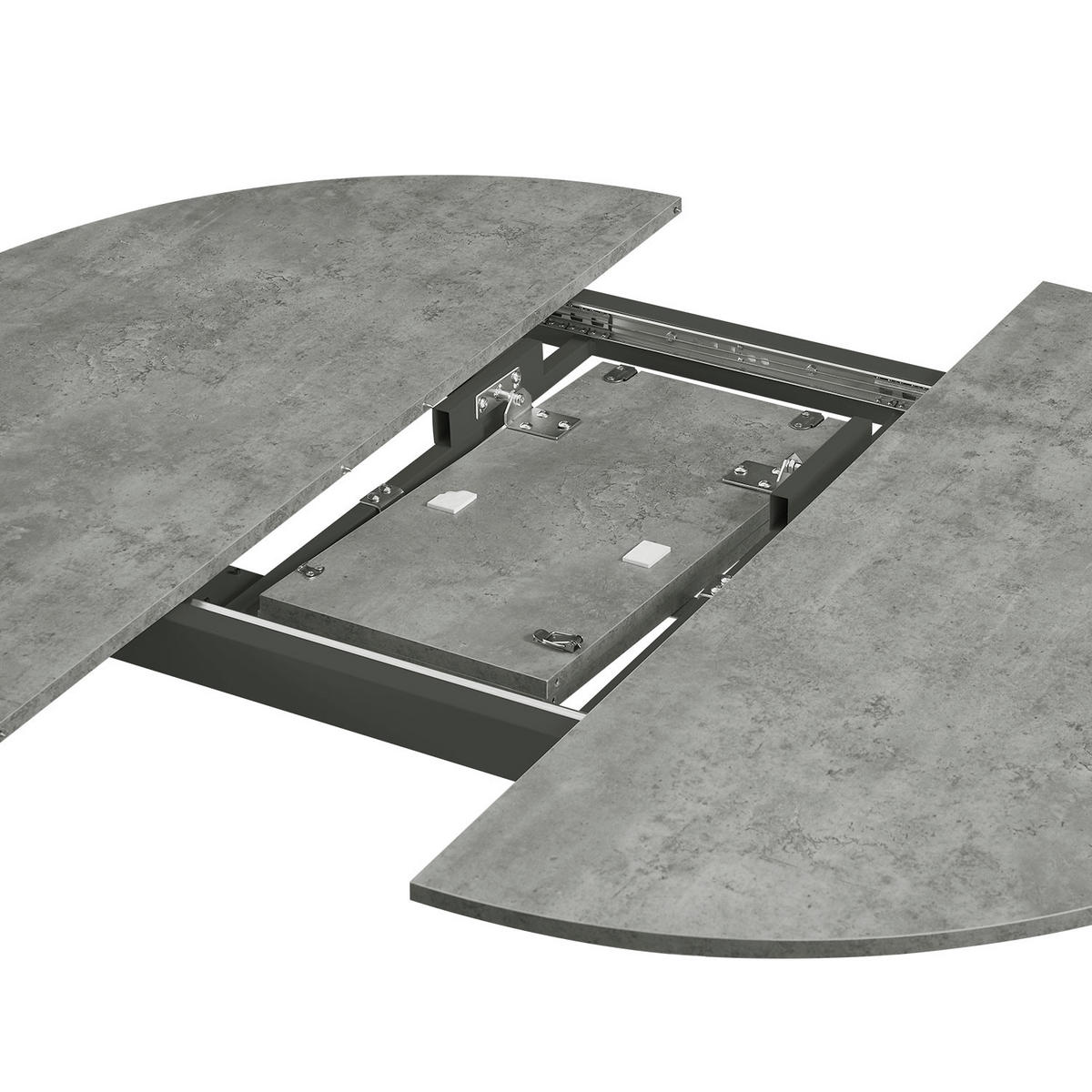 ESSTISCH TILL 120-150/120/76 cm Rund Beton - Schwarz/Grau, Holzwerkstoff (120/120/76cm) - B&D Home