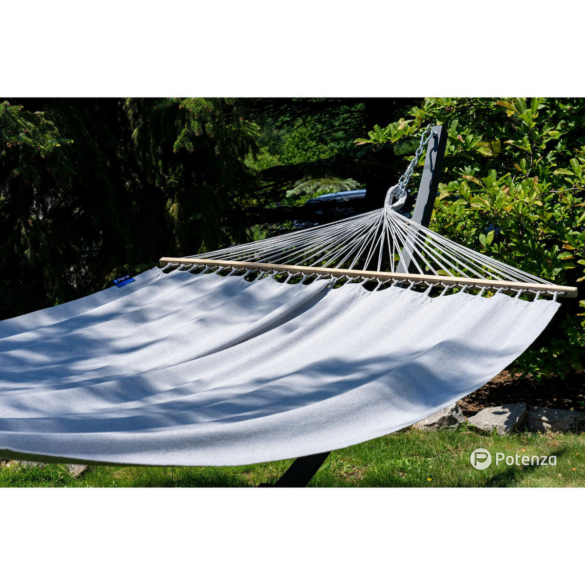 HÄNGEMATTE mit Gestell, 2 Personen, Stabhängematte, XXL, 200 kg, Metall, Grau, einfache Montage - Grau, Metall (370/130/120cm) - Potenza