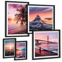 BILDER SET 5er Set - 50x50 cm & 20x30 cm & 40x60 cm Schwarzer Rahmen - Rosen, Champagner, Marmor, Pastell - Schwarz, Kunststoff (40/60cm) - TULUP