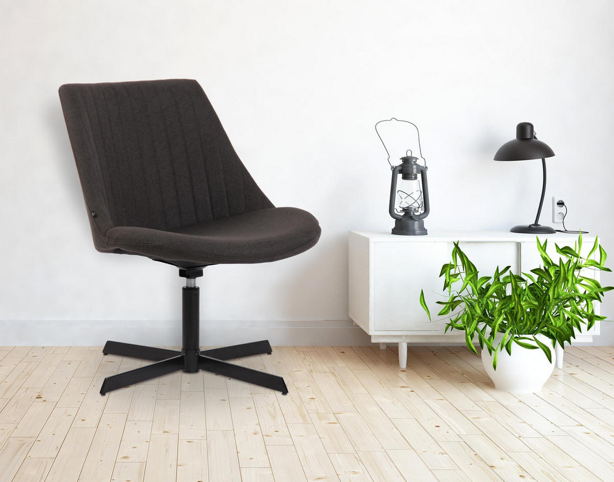 DREHSTUHL Stoff dunkelgrau - Dunkelgrau/Schwarz, Textil/Metall (63/79/71cm) - CLP