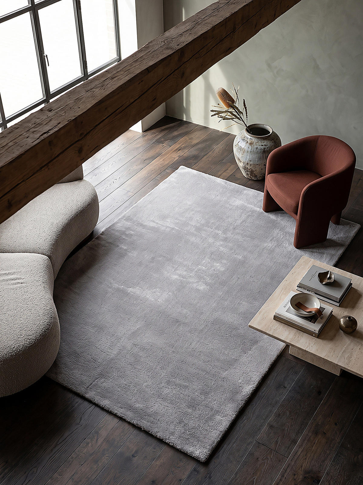 HOCHFLORTEPPICH Antirutsch Uni ALDAN Polyester Grau 120 x 160 cm - Grau, Textil (120/160cm) - KADIMA DESIGN