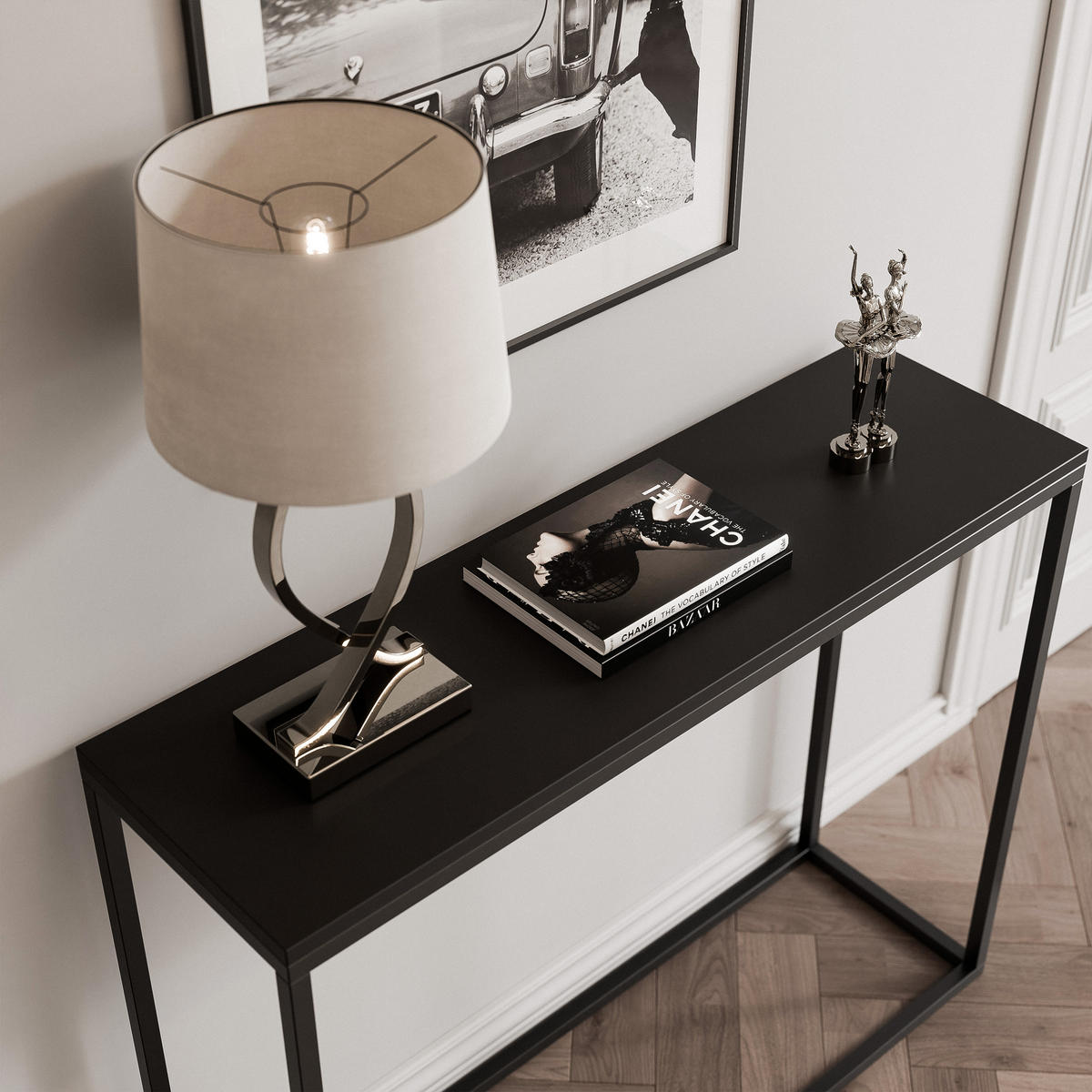 KONSOLENTISCH IRMA in 100/30/80 cm, Schwarz matt - Schwarz, Holzwerkstoff/Metall (30/100/80cm) - Idohome