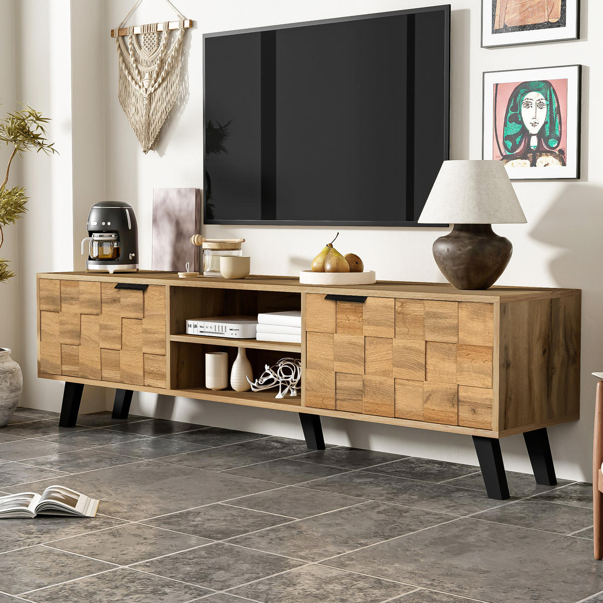 TV-LOWBOARD 160x35x45 cm 2 Türen - Naturfarben, Holzwerkstoff (160.5/45/35.5cm) - Fortuna Lai