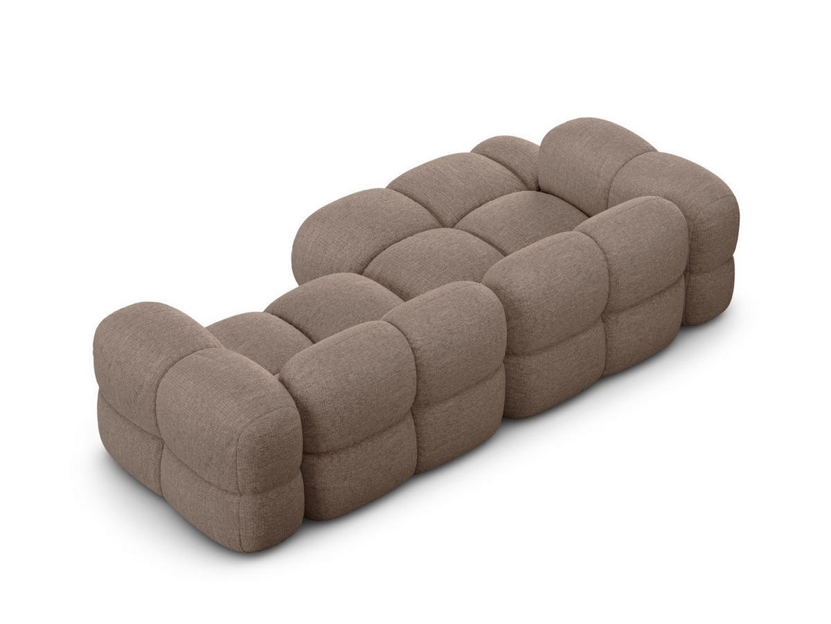 ECKSOFA links Loretto aus strukturiertem Stoff cappuccino 3 Sitzplätze - Cappuccino, Textil (147/250cm) - Cosmopolitan Design