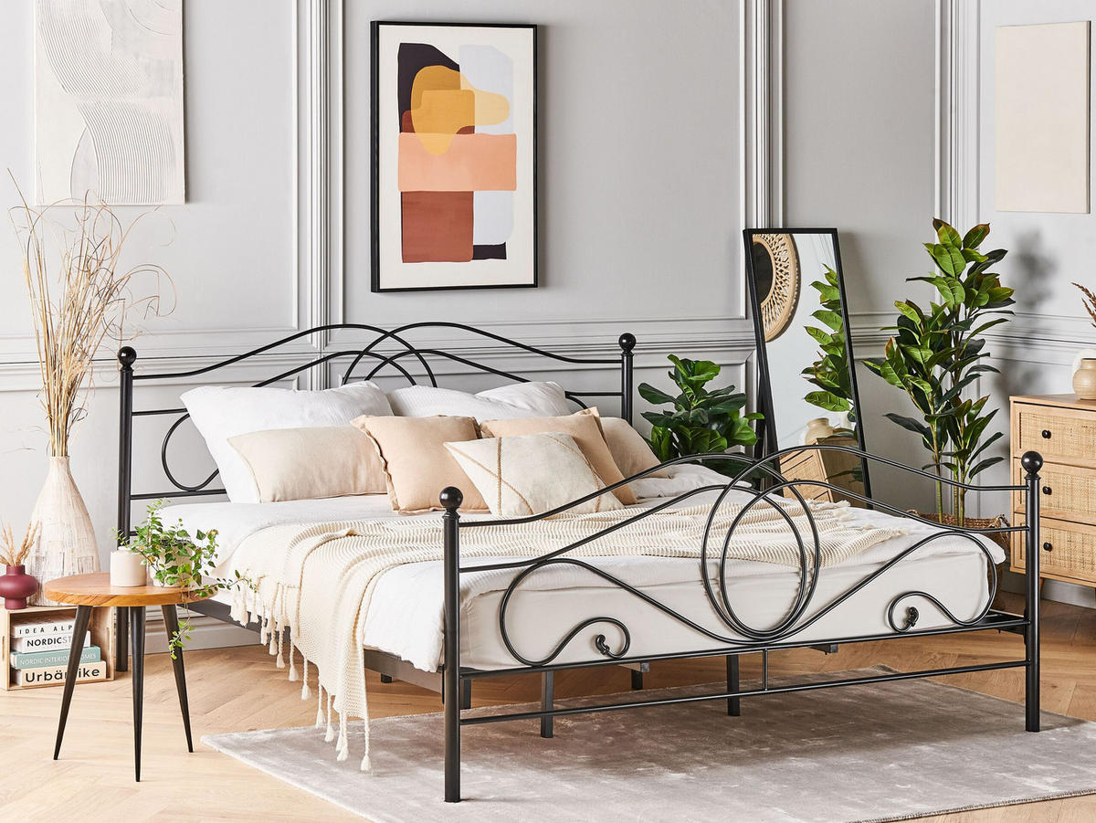 METALLBETT 180/200cm Schwarz Lyra - Schwarz, Metall (180/200cm) - Beliani