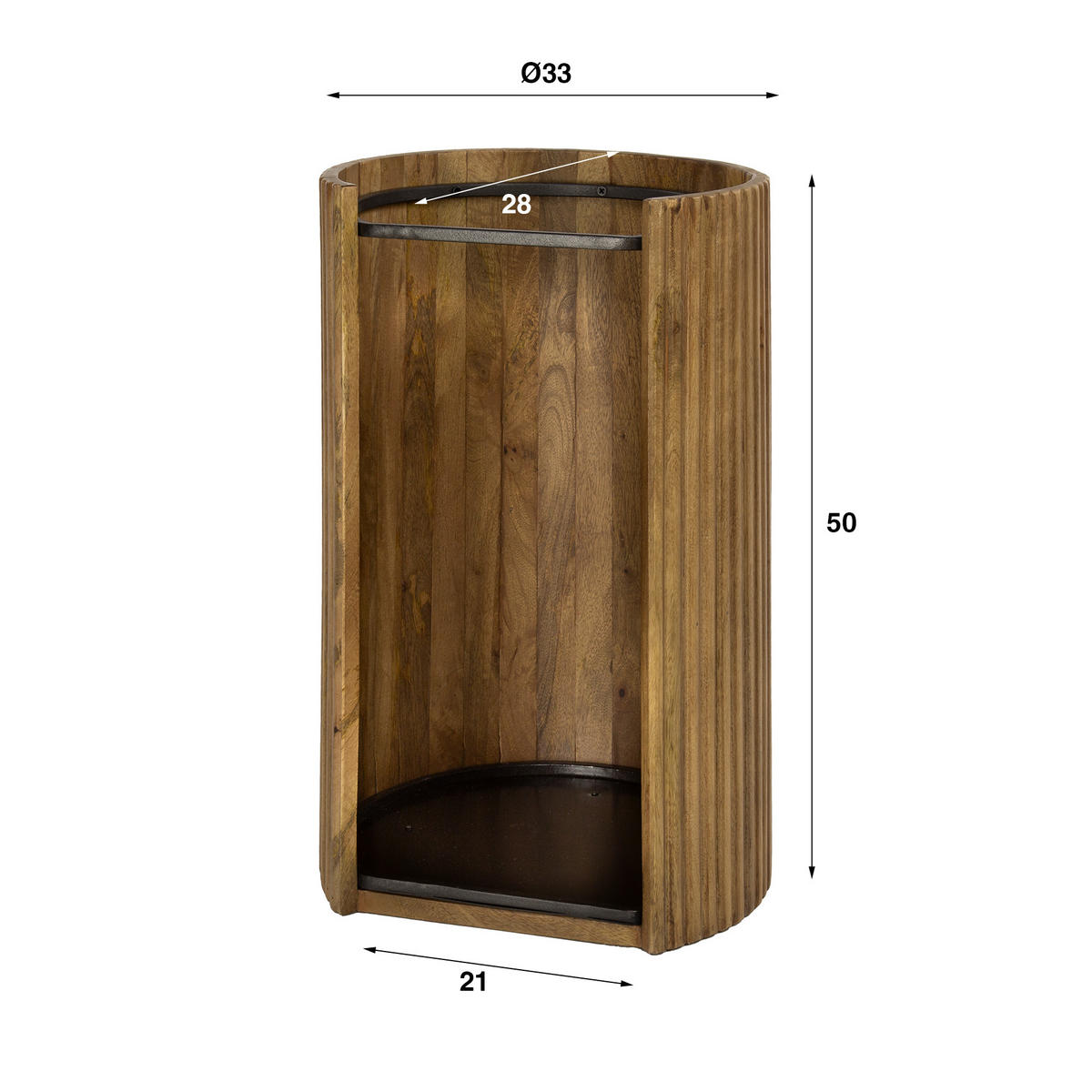 SCHIRMSTÄNDER Wave Beige 28/33/50 cm - Braun, Holz (33/50/28cm) - Hoyz Collection