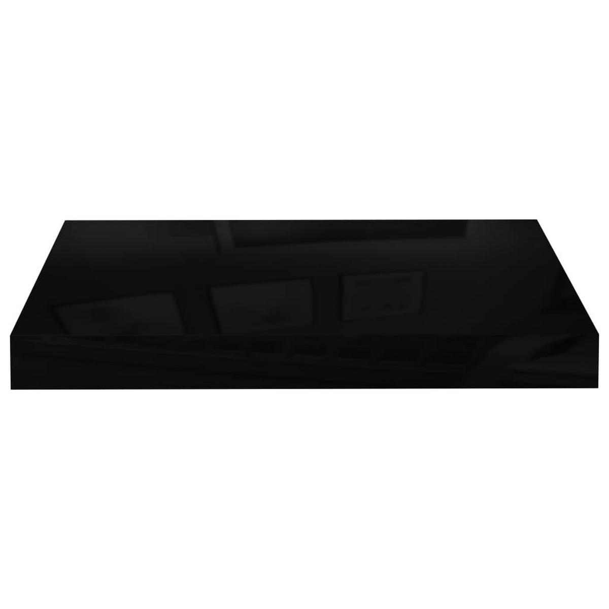 SCHWEBEREGAL Hochglanz-Schwarz 40x23x3,8 cm MDF - Schwarz, Holzwerkstoff (23/3.8/23cm) - furnicato