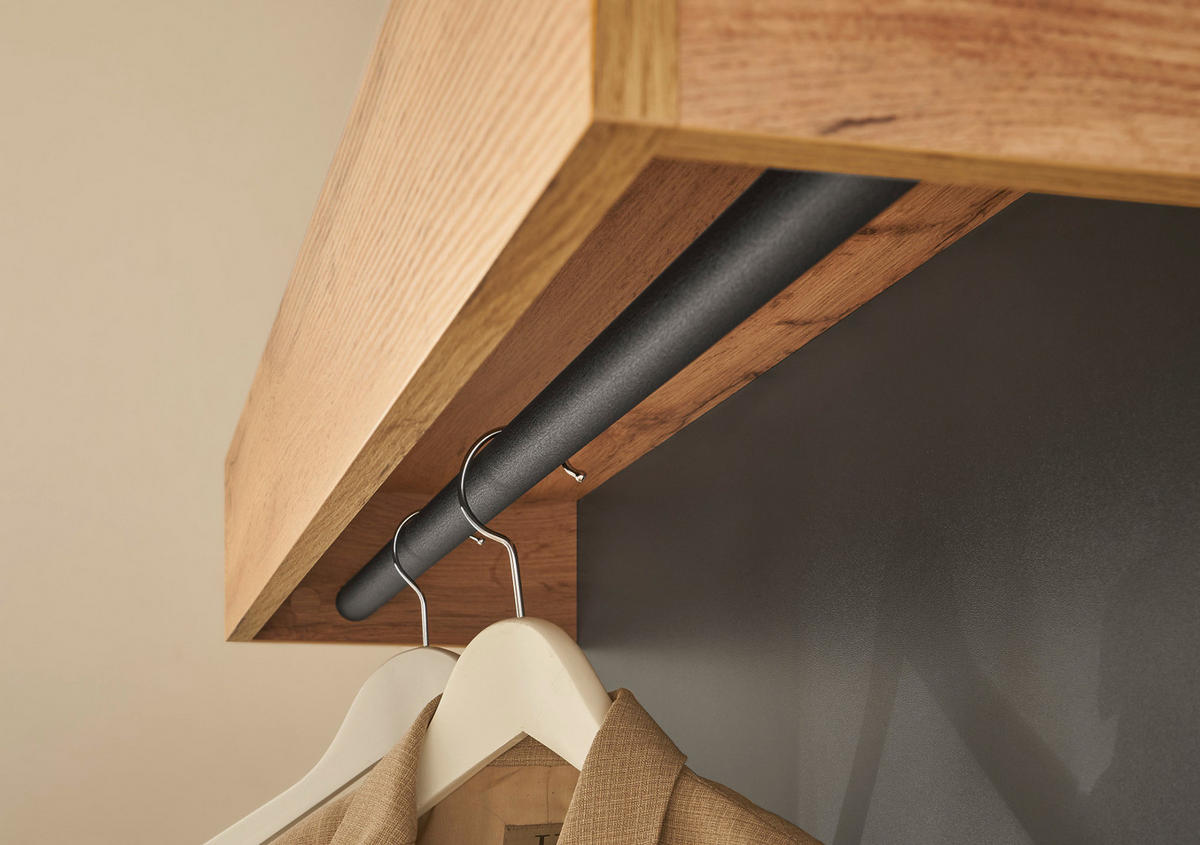 GARDEROBEN-SET 3-teilig grau matt, Eiche Wotan 100 cm, Flurgarderobe inklusive Sitzkissen - Silberfarben/Eiche Wotan, Holzwerkstoff/Kunststoff (100/200/40cm) - Furn.Design