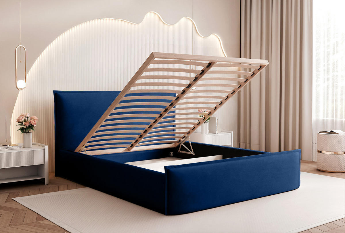 POLSTERBETT ALLBION 120x200 cm, Blau - Blau, Textil (200/120cm) - Fedve