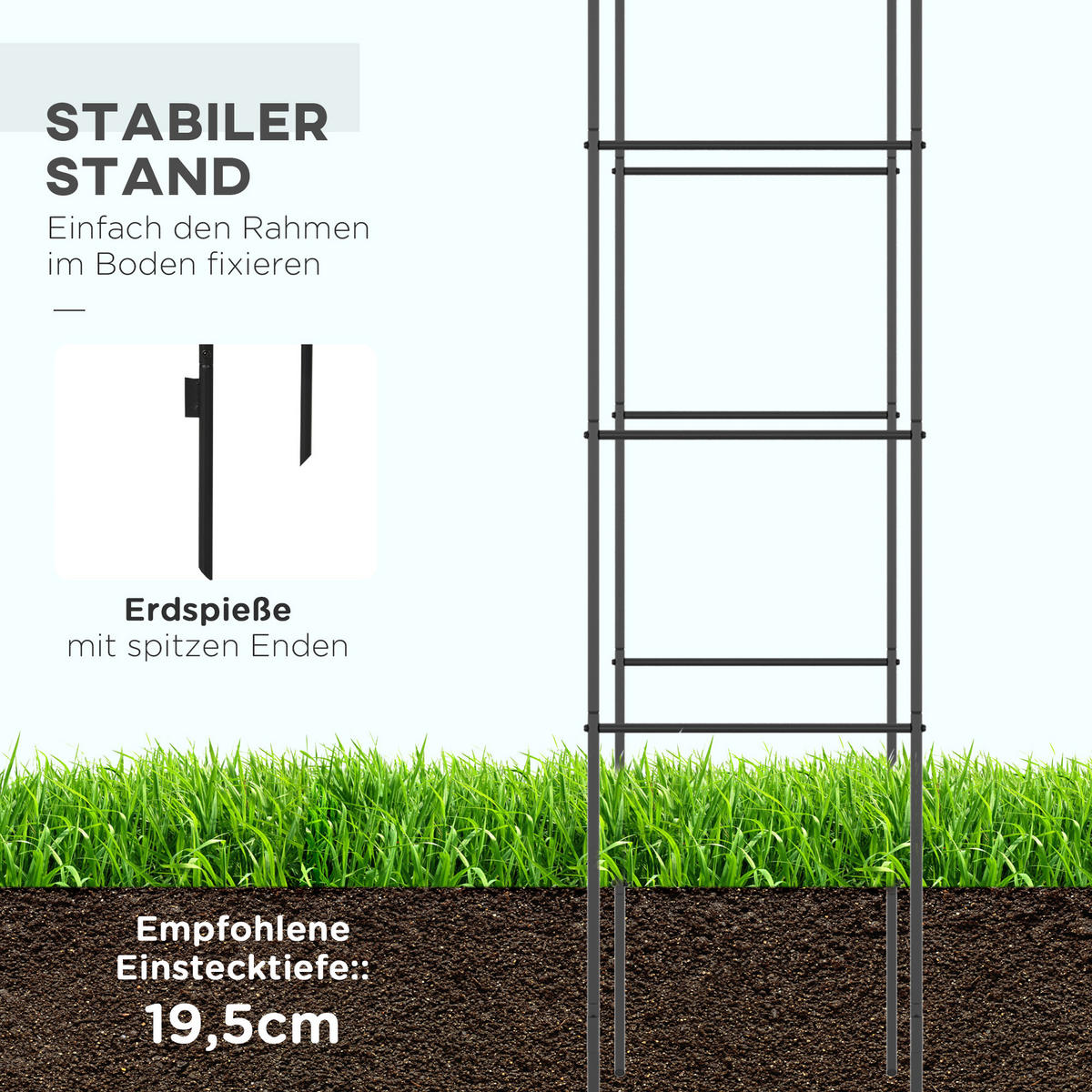 ROSENBOGEN, Metall, Schwarz - Schwarz, Metall (40/240/140cm) - Outsunny