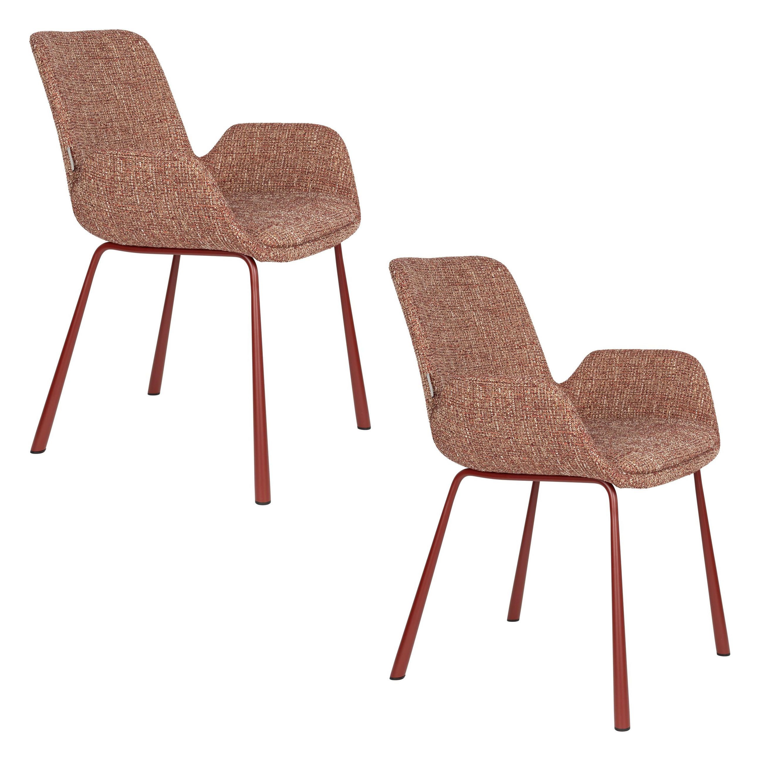 ESSZIMMERSTUHL Brit Rot - 2 er Set - Rot, Textil (59/79/62cm) - Zuiver