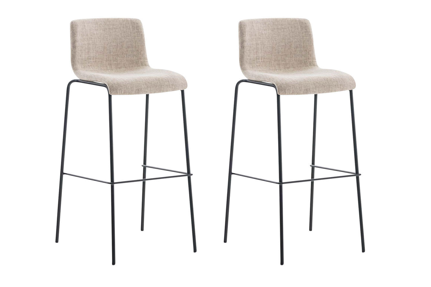 BARHOCKER 2er Set Tenar Stoff Creme Schwarz - Creme, Textil (43/100/48cm) - DELUKE