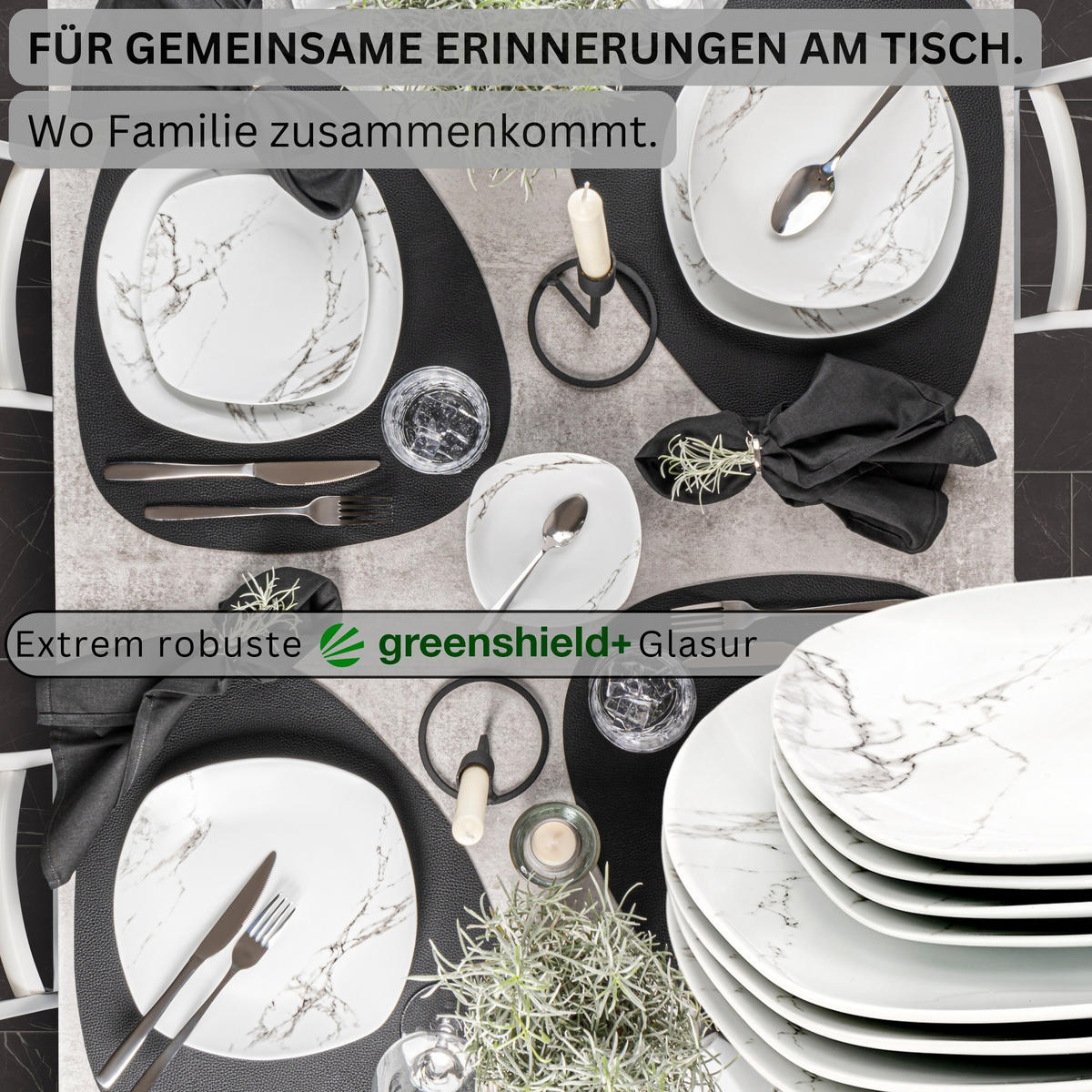 KOMBISERVICE BILGOLA MARMOR DESIGN - 36 teilig aus Porzellan - Weiß, Keramik (25/6.6/15cm) - Sänger